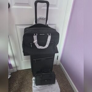 NWT Michael Kors Black Luggage Travel, Weekend Bag and Handbag 3 Piece Set